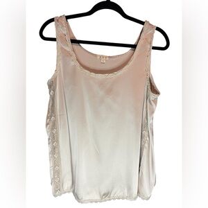 POL Ivory Lace Accent Tank Top